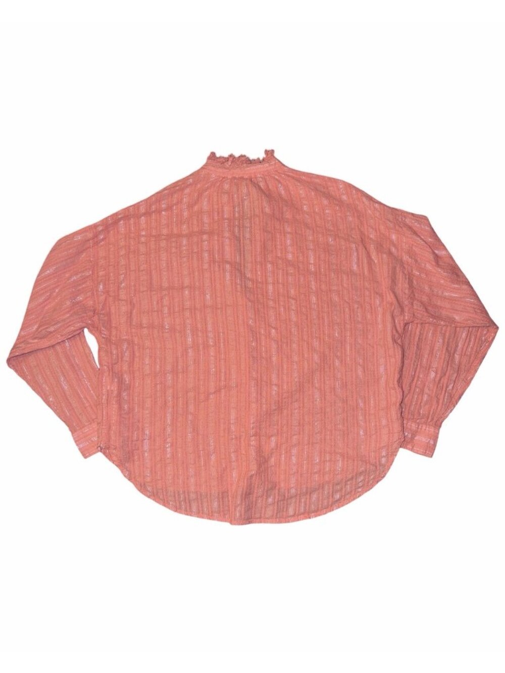 Pilcro Anthropologie Tavi Salmon Pink Metallic Thread Oversized Blouse SZ XS - Picture 3 of 8